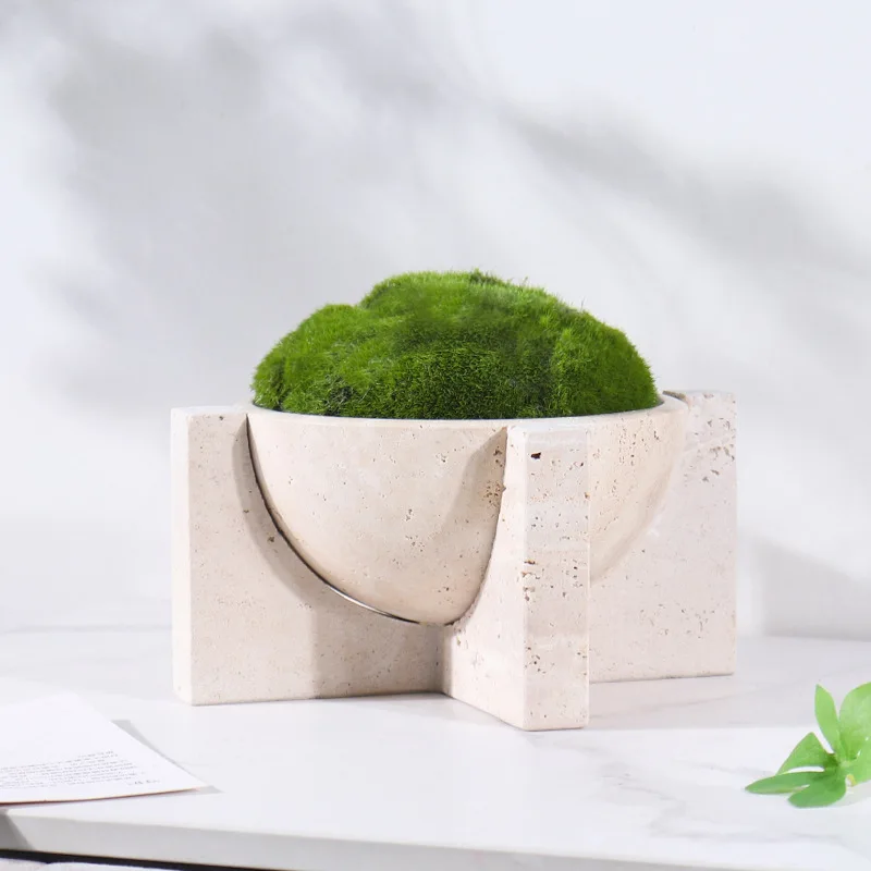天然大理石の植木鉢、ヴィンテージトラバーチンのテーブルスケー - Aloe Vera Pot のレビューと価格