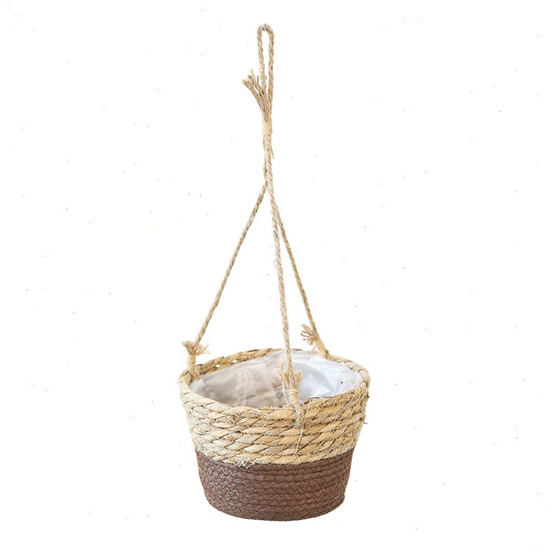 藁製ハンギングバスケット植木鉢 麻縄編みフラワーバスケット  - Spider Plant Hanging のレビューと価格